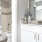 a bathroom with a shower curtain